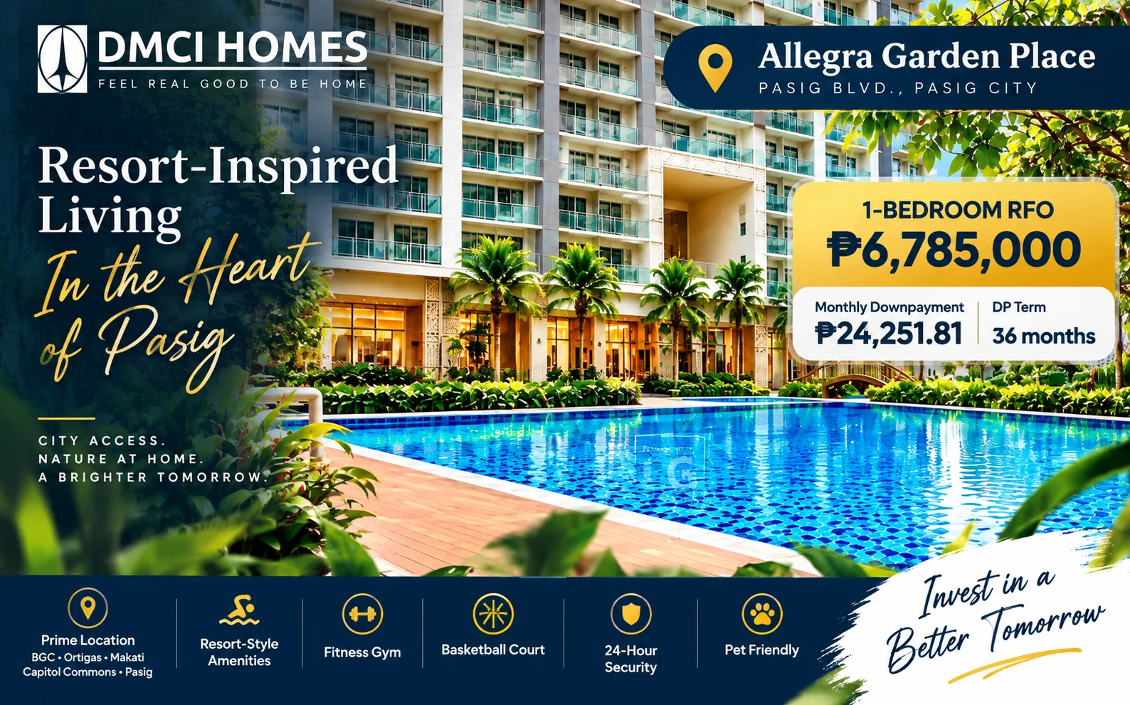 1BR RFO at Allegra Garden Place by DMCI Homes | ₱24K+ Monthly DP