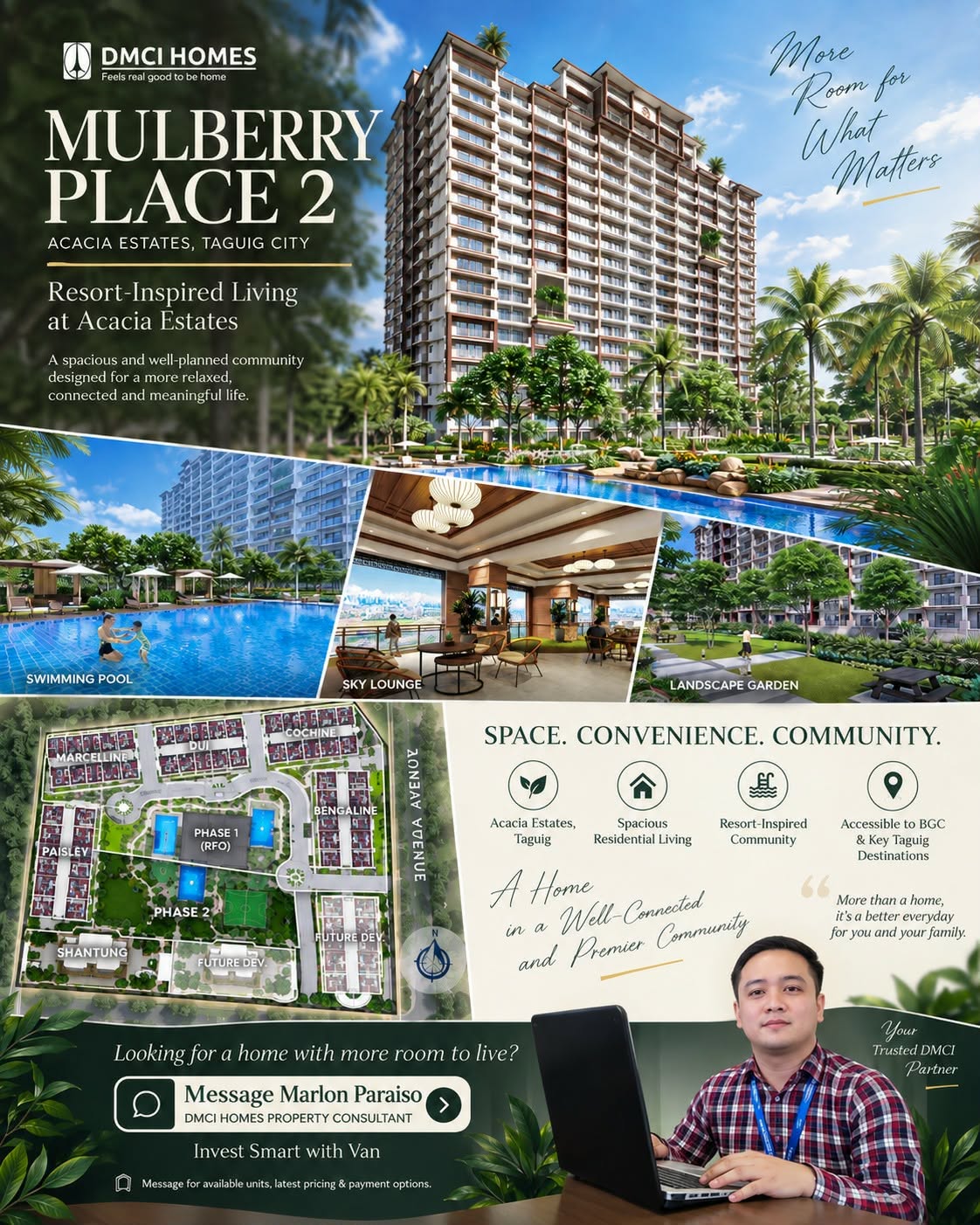 mulberry place Phase 2 mid rise / available unit 2br 3br and 4br