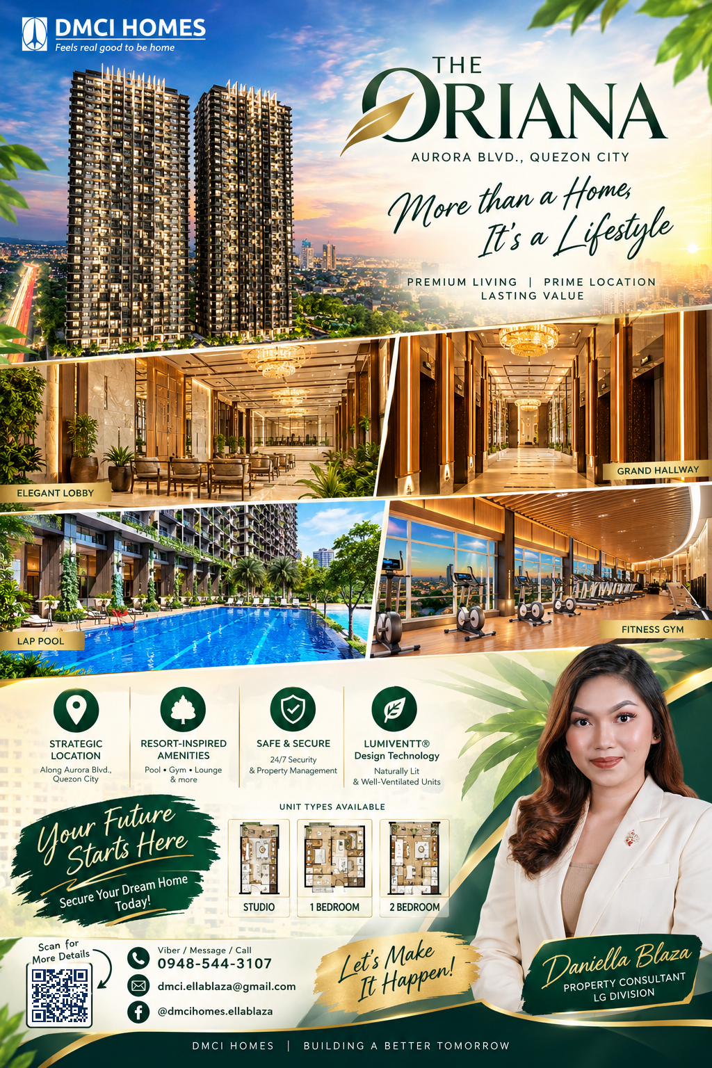 Studio Unit in THE ORIANA at Quezon City by DMCI Homes | Starts at 20k+ monthly DP