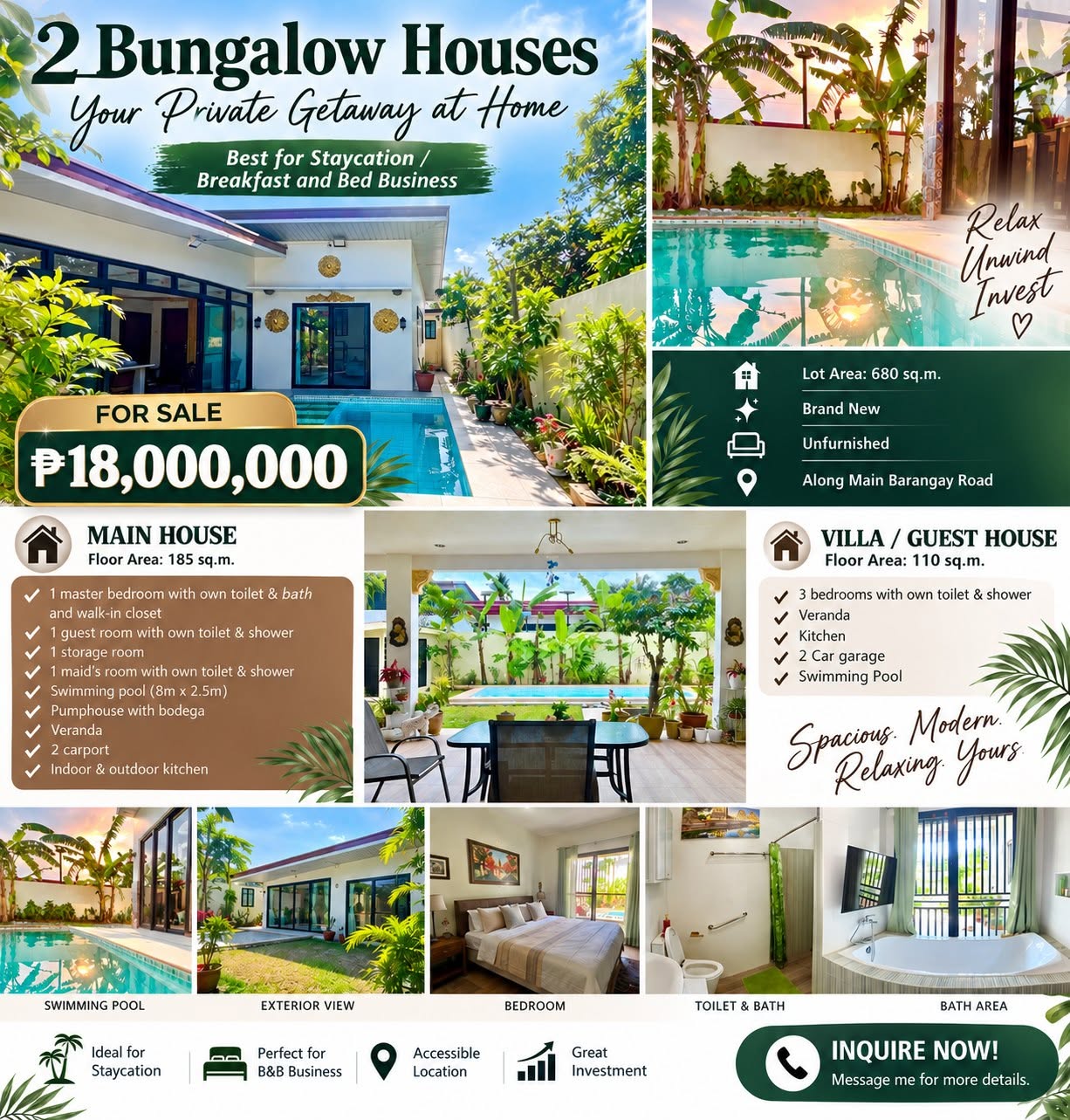 Bungalow With Swimming Pool For Sale Near Tagaytay